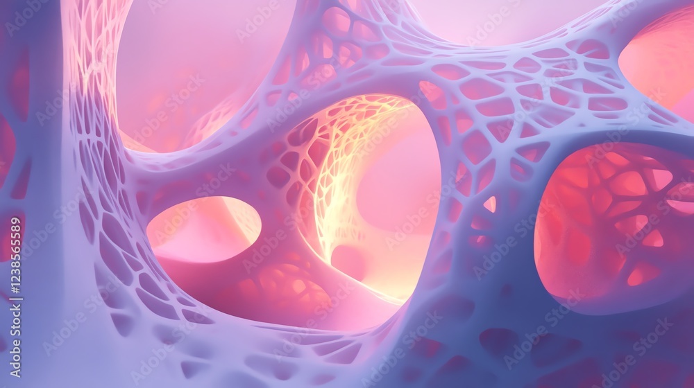 Poster exploration of intricate patterns and colors in a surreal abstract environment