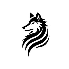 Wolf Head Abstract Vector Graphic: Black and White Minimalist Design. Perfect for logos, branding, and nature-themed projects.