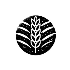 Wheat Grain Harvest: A Minimalist Black and White Illustration of Agriculture and Nature
