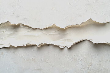 Obraz premium White wall with peeling paint and texture revealing layers underneath in a close-up view showcasing wear and age in an indoor setting