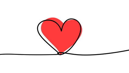Hand drawn continuous line of love illustration. Minimalist love background.