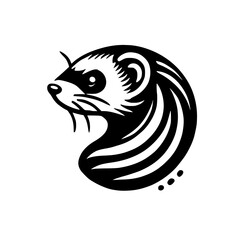 Ferret Head Vector Illustration: Black and White Graphic Design, Perfect for Tattoo or Print