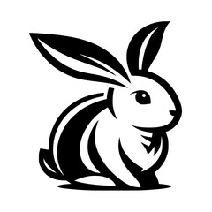 Elegant Black and White Rabbit Illustration: A Stylish Vector Graphic Design