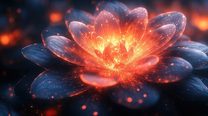 Obraz premium Glowing flower blooms, dark background with bokeh, use for backgrounds