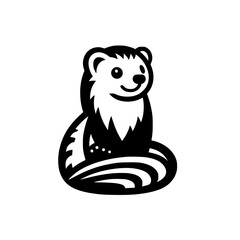 Adorable Ferret Illustration: Black and White Vector Graphic