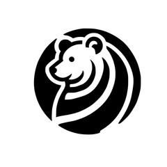 Polar Bear Logo: Minimalist Black and White Animal Icon Design. Perfect for wildlife conservation or nature-themed brands.
