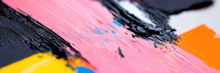 Fototapeta premium Abstract Painting with Pink, Black, and Orange Acrylic Paint