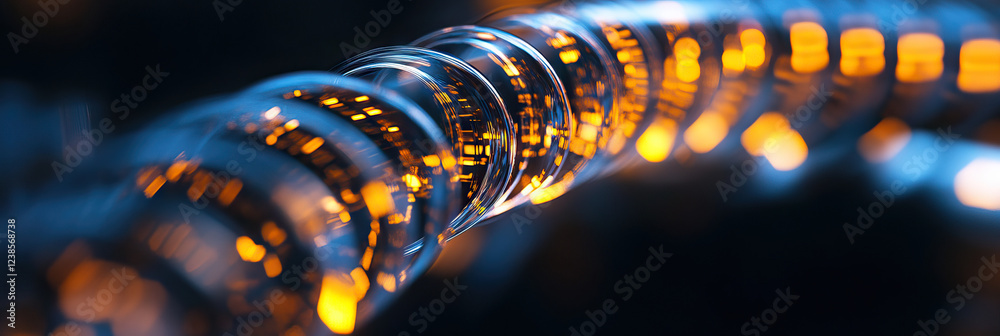 Poster abstract image: spiraling translucent structure with internal illumination