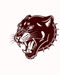 Aggressive Tiger Head with Spiked Collar, Displaying Power and Ferocity