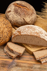 Round loaf of freshly baked rye bread