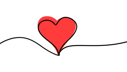 Hand drawn continuous line of love illustration. Minimalist love background.