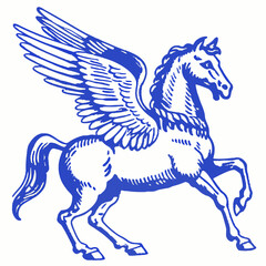 Fototapeta premium Winged Horse with Majestic Wings, Symbolizing Freedom and Strength