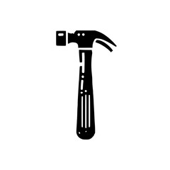Black Hammer Silhouette: A Construction Tool Icon. Perfect for DIY, Repair, and Home Improvement projects. Simple, bold design suitable for various applications.