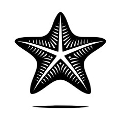 Black and White Starfish: A Simple and Elegant Marine Animal Graphic