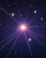 Fototapeta premium Deep indigo with rapid glowing streaks and soft sparkling dots shooting star abstract background