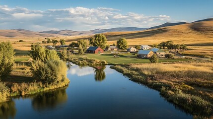 Obraz premium Serene rural development scene emphasizing social equity sustainable communities and environmental justice