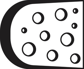 Cartoon drawing of a slice of swiss cheese with holes, isolated on white background