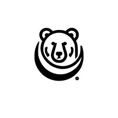 Minimalist Bear Logo Design: Black and White Vector Icon, perfect for branding and nature-themed projects.  A simple, circular symbol representing wildlife and nature.