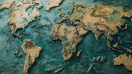 Textured World Map: A 3D Embossed Globe