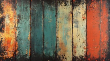 Rustic Wooden Planks Vibrant Hues Textured Background. AI Generated