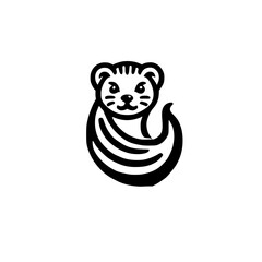 Adorable Otter Illustration: Minimalist Black and White Animal Design