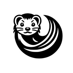 Adorable Ferret Illustration: Black and White Vector Graphic Design, Perfect for Logos and Icons