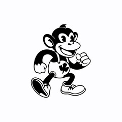 Playful Cartoon Monkey with Canadian Flag Shirt Running Cheerfully