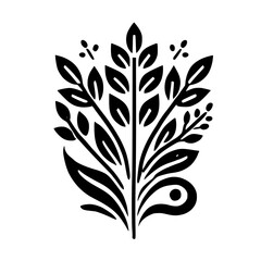 Black and White Botanical Illustration: Minimalist Floral Design, Elegant Plant Pattern, Simple Nature Decor, Graphic Art Print