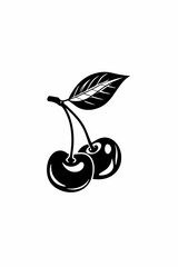 Simple Cherry Illustration with Glossy Finish and Leaf Detail