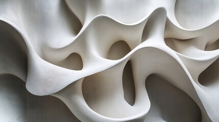 Abstract White Sculptural Form Softly Illuminated. AI Generated