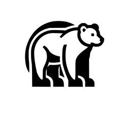Abstract Black and White Bear Graphic Design: Minimalist Animal Vector Illustration, Perfect for Nature-themed Prints and Logos