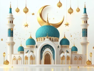 Obraz premium Majestic Mosque: A Celebration of Eid al-Fitr.