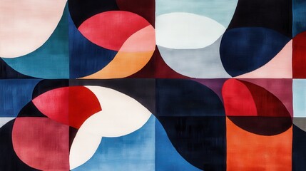 Abstract Geometric Textile Design Featuring Vivid Colors