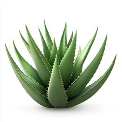 Fototapeta premium Aloe vera plant with thick fleshy leaves and healing properties, isolated on white background