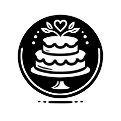 A delightful two-layered cake, adorned with a heart and leaves, perfect for weddings or special celebrations. This image is ideal for bakeries, event planners, and anyone looking for a sweet treat.