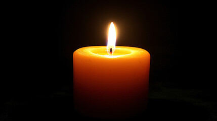 A single candle burning in the darkness, its soft glow illuminating the surrounding shadows, symbolizing hope and resilience.