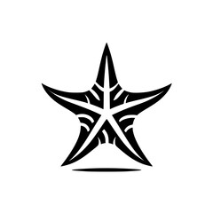 Striking Starfish: An Abstract Black and White Vector Illustration of a Starfish, Perfect for Nature and Ocean-Themed Designs