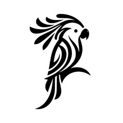 Elegant Black and White Parrot: A Modern Artistic Bird Illustration