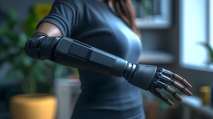 Prosthesis Limbs Devices, Sleek Bionic Arm for Everyday Use with Ergonomic Design and Neutral Background