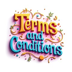 Fototapeta premium Isometric depiction of colorful terms and conditions text icon