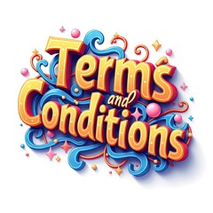 Isometric depiction of colorful terms and conditions text icon