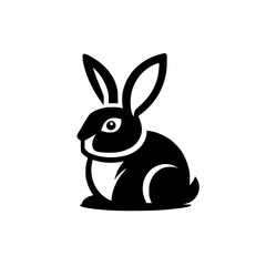 Elegant Black and White Rabbit Illustration -  A Stylish Minimalist Design