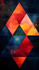 Fototapeta premium Geometric abstract art with textured triangles in vibrant colors.