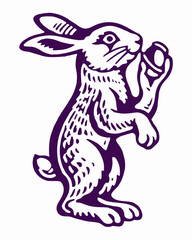cute rabbit standing artwork outline vintage style