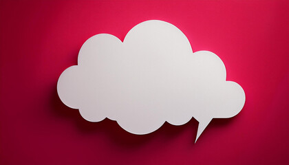 Obraz premium white cloud paper speech bubble shape against crimson background