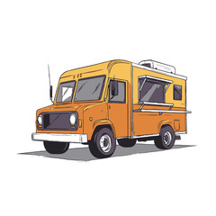 Vector cartoon food truck clip art white background