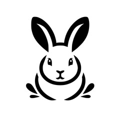 Elegant Black and White Rabbit Logo Design: A Minimalist Vector Illustration of a Cute Bunny, Perfect for Nature, Pet, or Wildlife Brands