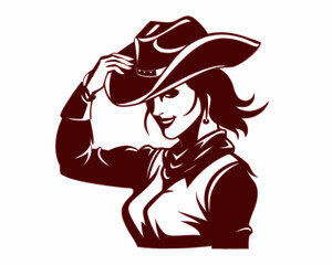 Female Cowboy Saluting with a Hat, Displaying Western Attire and Confidence