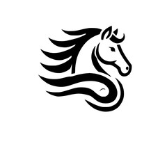 Abstract Black Horse Graphic: Elegant Equine Design, Minimalist Style, Vector Art, Wild Animal Symbol