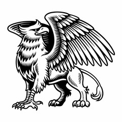 Detailed Griffin Illustration with Majestic Wings, Sharp Talons, and Noble Stance